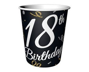 B & C 18 Birthday paper cups, 18th birthday, 6 pcs.