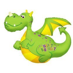 Balloon Foil Green Dragon, Dinosaur Happy Birthday, 92cm