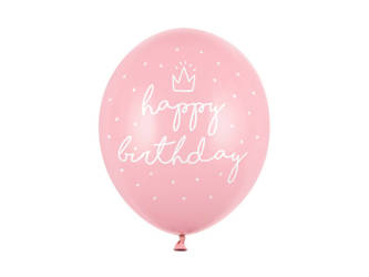 Balloons pink birthday, Happy Birthday 30cm, 6 pcs
