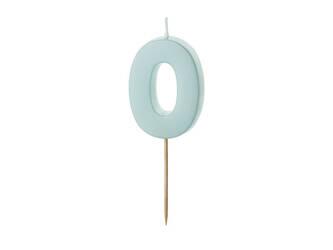 Birthday candle 0, bright blue, 5,5cm