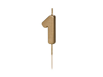 Birthday candle 1, gold, 5,5cm