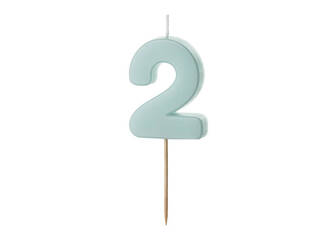 Birthday candle 2, bright blue, 5,5cm