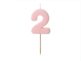 Birthday candle 2, pink, 5,5cm