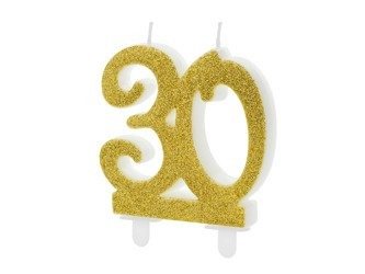 Birthday candle '30', 30 gold, 7.5 cm