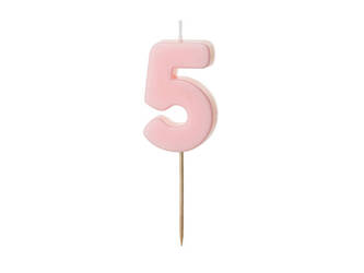 Birthday candle 5, pink, 5,5cm