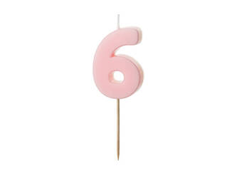 Birthday candle 6, pink, 5,5cm