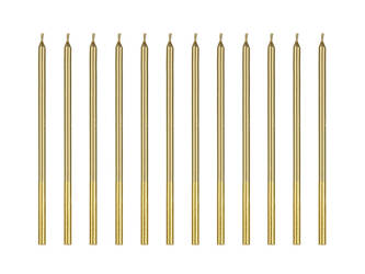 Birthday candles, smooth, gold 14 cm, 12 pcs.