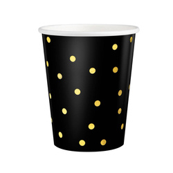 Black paper cups with gold dots, 200 ml, 6 pcs.