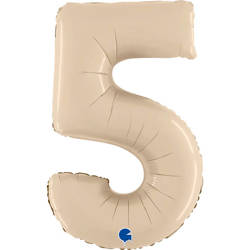 Foil Balloon Number 5, Satin Cream, 66 cm Grabo