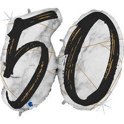 Foil balloon 50 Birthday, Digits Marble Black, 104 cm