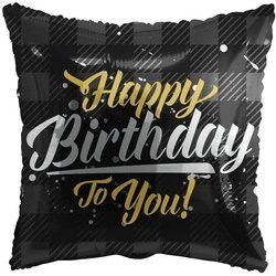 Foil balloon Pillow, Black Birthday Happy Birthday, 46 cm