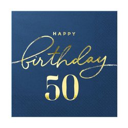 Happy Birthday napkins 50 navy blue 10 pcs.