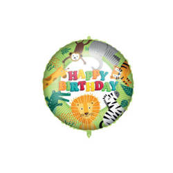 Happy birthday jungle foil balloon with a weight, 46 cm