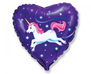 Heart-Shaped Foil Balloon Unicorn - 46 cm