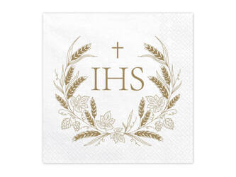 Napkins with a gold print, IHS, 33x33cm, 20 pcs