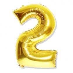 Number 2 Foil Balloon 42 inch, Gold
