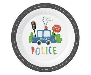 Paper plates Police 23 cm, 6 pcs.