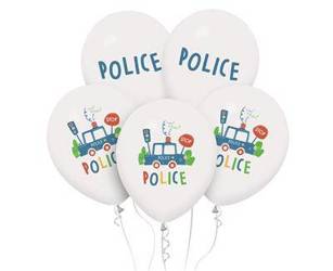 Police latex balloons, 5 pcs, 30 cm