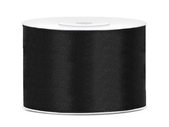 Satin ribbon, black ribbon 38mm / 25m