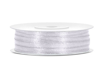 Satin ribbon, white ribbon, 3mm / 50m