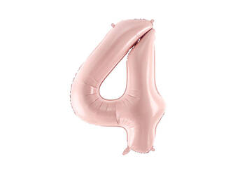 The number 4 Foil balloon, 72cm, light pink