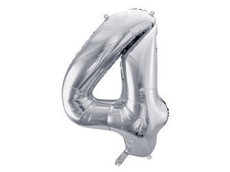 The number 4 Foil balloon, 86cm, silver