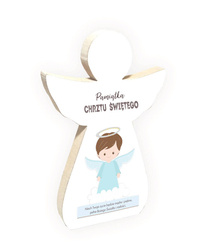 Wooden figurine, Angel, Baptism keepsake, Boy