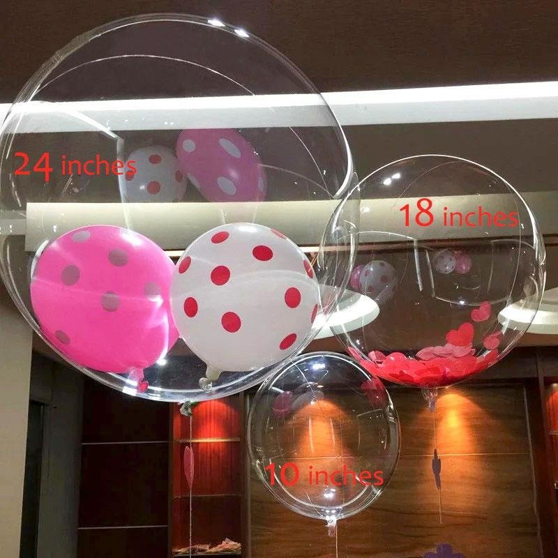 Ballon transparent avec confettis rouge 45cm (x6) REF/BALCTR