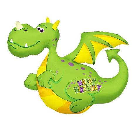 Balloon Foil Green Dragon, Dinosaur Happy Birthday, 92cm