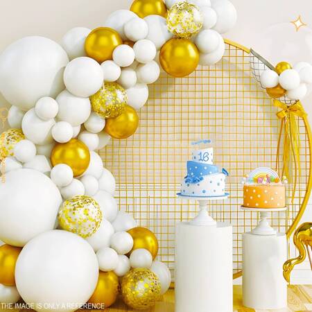 Balloon Garland, gold- white, 78 balloons