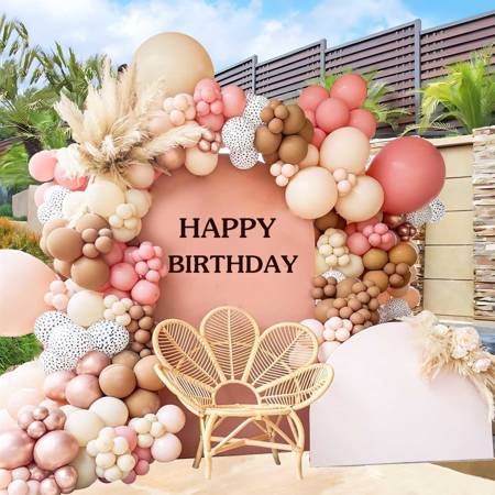 Balloon garland, brown-pink set, 105 pcs.