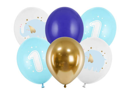 Balloons latex year elephant, pastel blue 30cm, 6 pieces