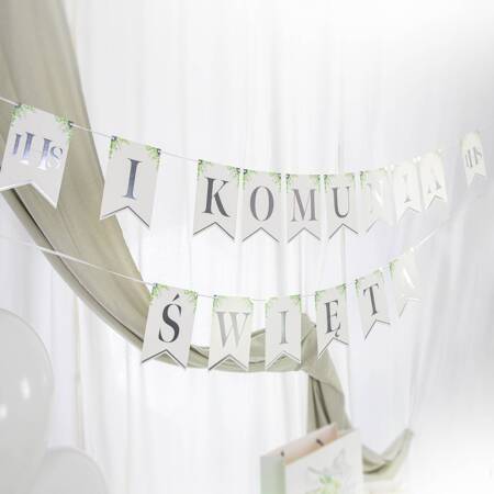 Banner for First Communion in white-silver color, 240cm
