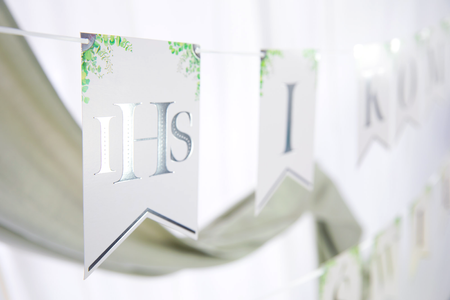 Banner for First Communion in white-silver color, 240cm