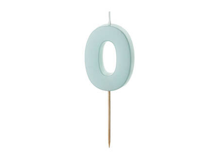 Birthday candle 0, bright blue, 5,5cm