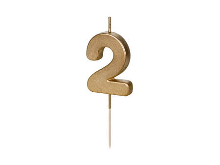 Birthday candle 2, gold, 5,5cm