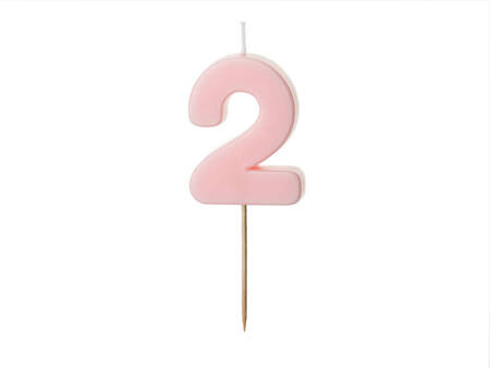 Birthday candle 2, pink, 5,5cm