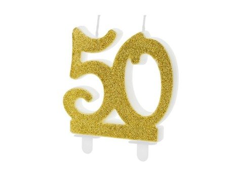 Birthday candle '50', 50 gold, 7.5 cm