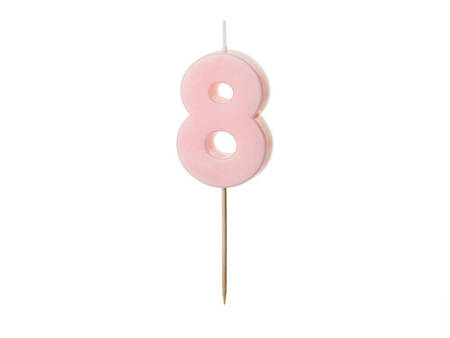 Birthday candle 8, pink, 5,5cm