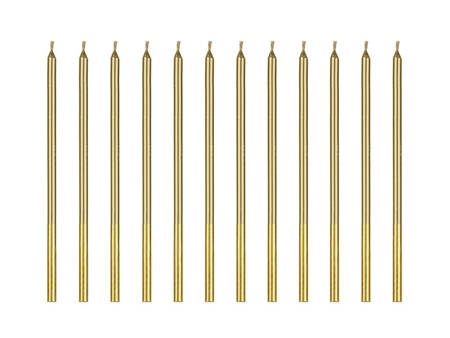 Birthday candles, smooth, gold 14 cm, 12 pcs.