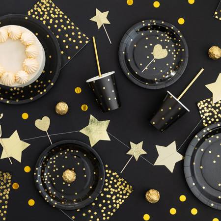 Black napkins with golden dots 33x33cm, 10 pcs.