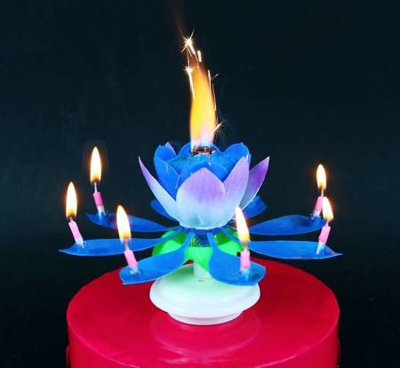 Candle playing and dancing, Happy Birthday, Blue