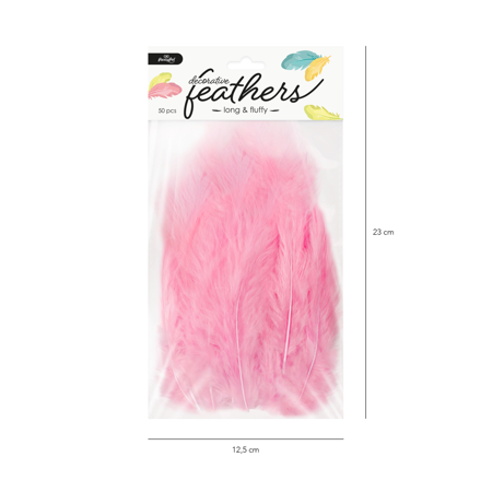 Decorative feathers long - pink 50 pieces