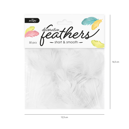 Decorative feathers short - white, 50 pieces