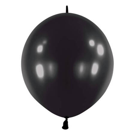 E-Link Black Metallic Balloons with Connector, 15 cm, 100 pcs