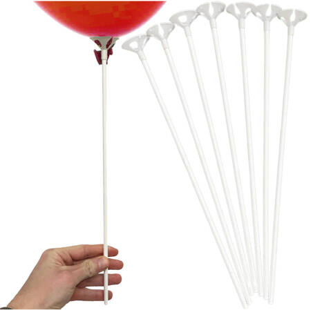 Eco balloons sticks, white, 30cm, 1 pcs.