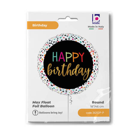 Foil Balloon - Happy birthday - round dots 46 cm