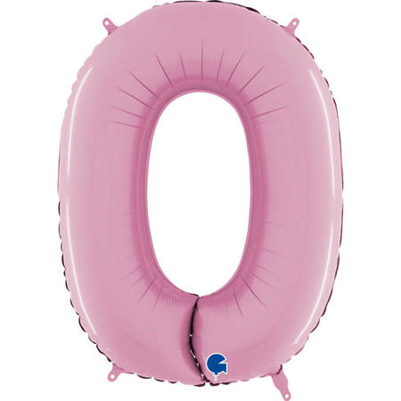 Foil Balloon Number 0 Pink Pastel Pink, 66 cm Grabo