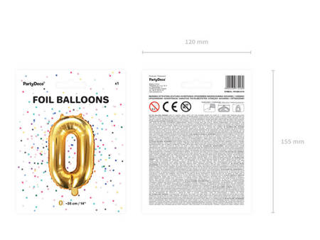 Foil balloon Digit 4, 35cm, Golden