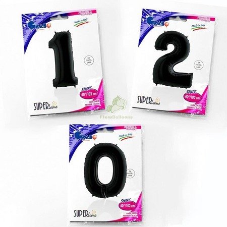 Foil balloon Digit 9, black, 102cm Grabo